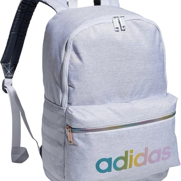 ADIDAS Classic Youth 3S Backpack Jersey White/Rose Gold Rainbow Bookbag NWT - Picture 1 of 5